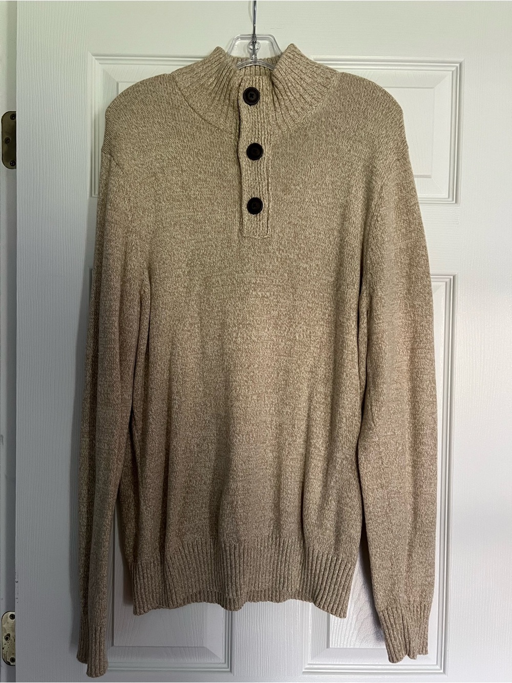 urban pipeline Men's Tan Button-Front Turtleneck Sweater